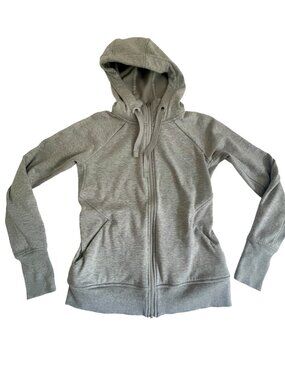 Athleta Gray Full Zip Hoodie Women’s XS Thumbholes Fleece Lined
